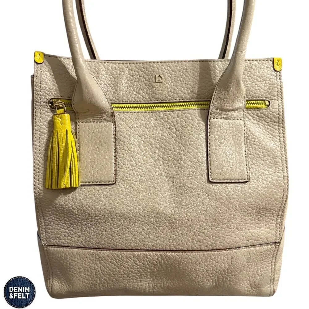 Kate Spade Southport Avenue Linda Large Leather Tote Sand‎ Pearl Work Travel